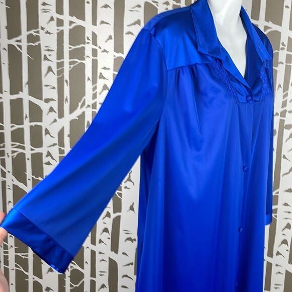 Vanity Fair Vintage House Dress Robe 40 Cobalt Blue - Picture 2 of 14